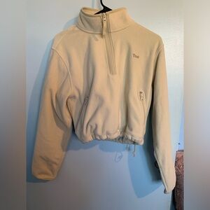TNA Aritzia medium Sno Polar cream white fleece 1/4 zip sweater